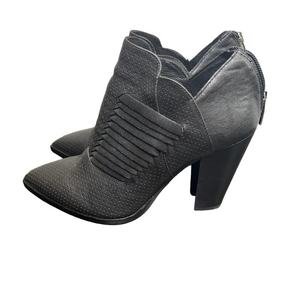 Vince Camuto Black  Ankle Bootie, Sheep Washed Wedges.  Size 6.5. #010